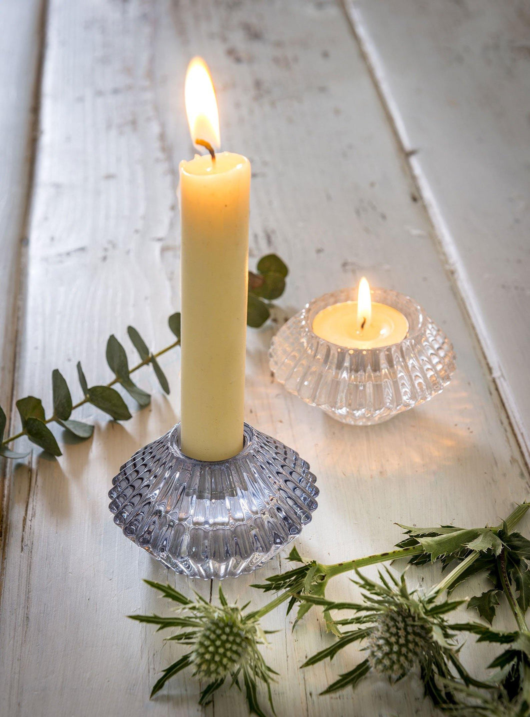 Smoke Glass 2way Candle Holder -Set of 2 - Winter Star Gifts 