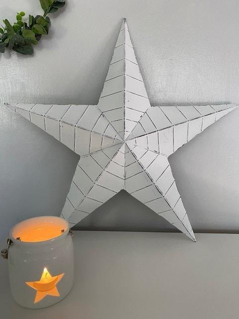 White Metal Ridged Barn Star - Winter Star Gifts 