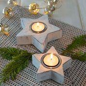 White Star Tea Light - Pair - Winter Star Gifts 