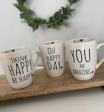 Sentiment Positivity Mugs -set of 3 - Winter Star Gifts 