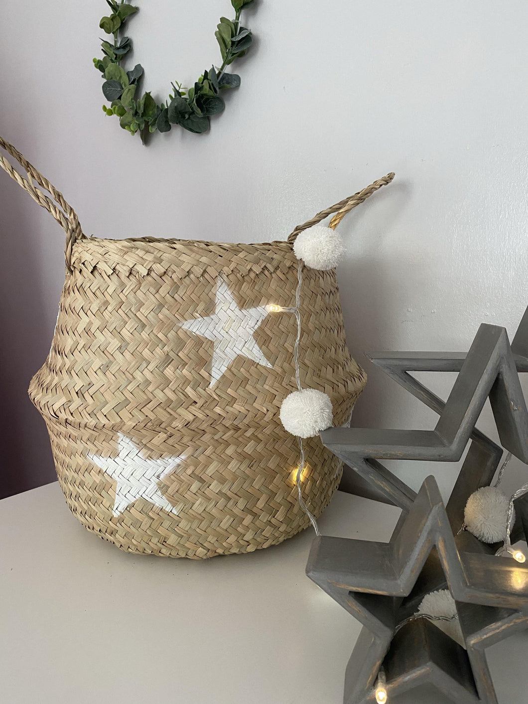 Seagrass White Star Basket - Winter Star Gifts 