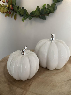 White Ceramic Pumpkins - Imperfections - Winter Star Gifts 