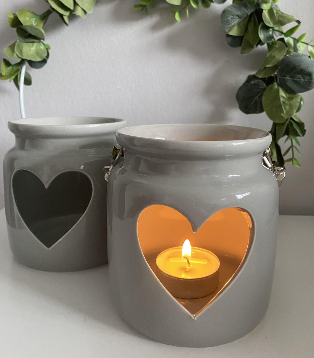 Grey Heart Tealight Lantern - Winter Star Gifts 