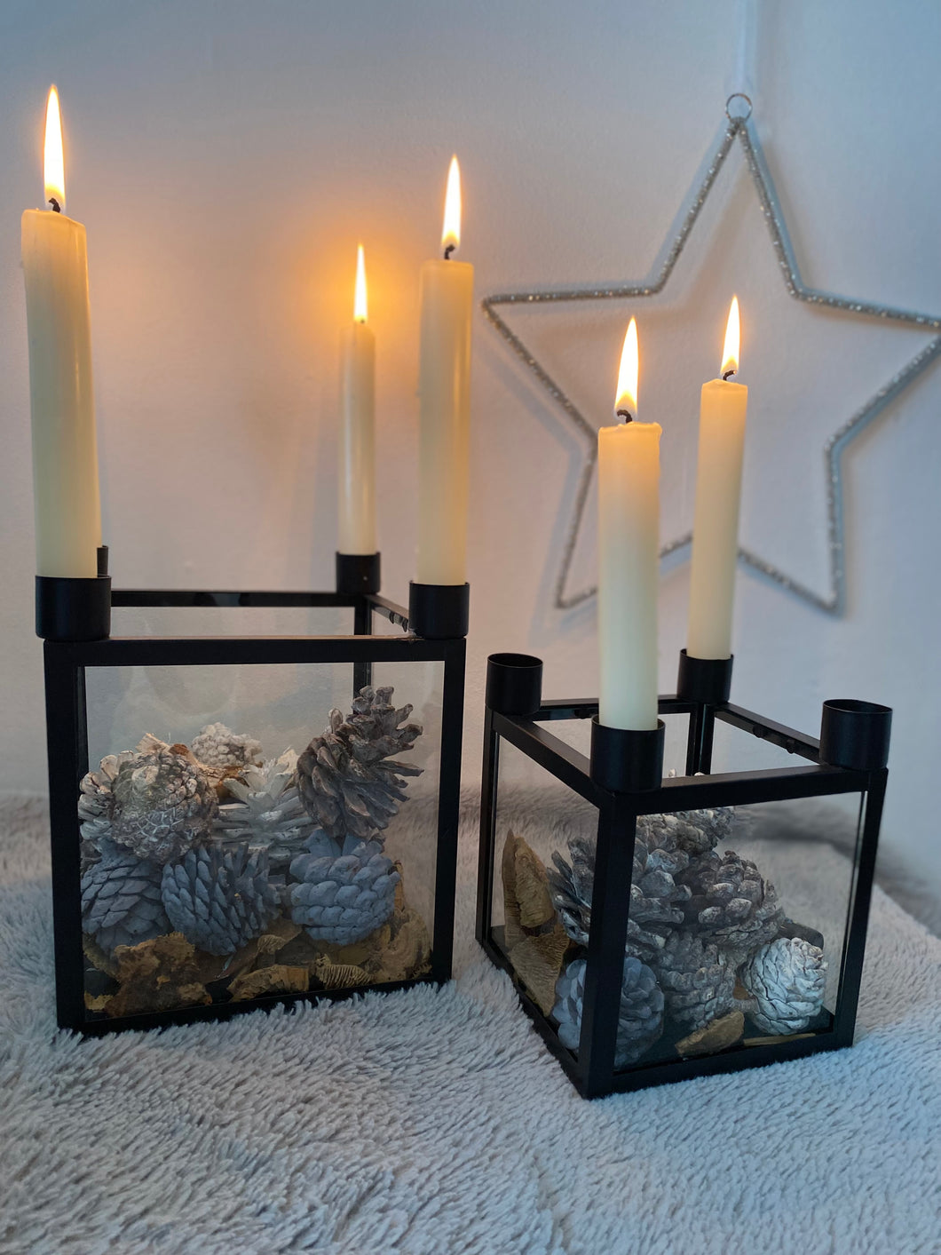 Glass Cube candle holder - set of 2