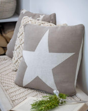 Load image into Gallery viewer, Reversible Star cushion ~taupe
