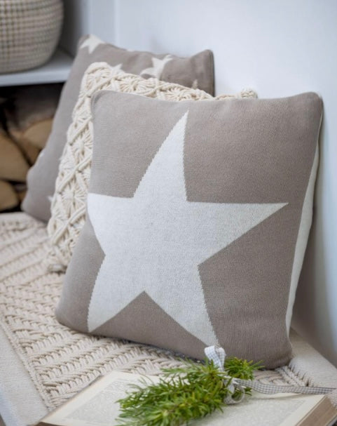 Reversible Star cushion ~taupe