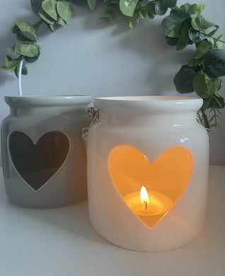 White Porcelain Heart Lantern - Winter Star Gifts 