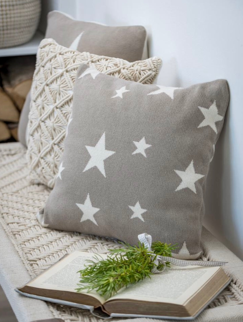 Star scatter cushion ~ taupe