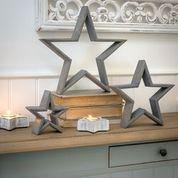 Grey Mantel Piece Stars - set of 3 - Winter Star Gifts 