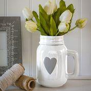 White Ceramic Jug with a Grey Heart - Winter Star Gifts 