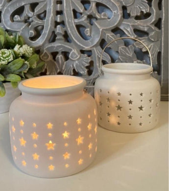 Small Stars Ceramic Lantern - Winter Star Gifts 